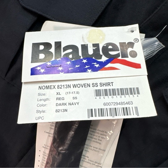 Brand New Blauer XL Regular Nomex Short Sleeve shirt 8213N Navy 17-17.5 - Picture 4 of 7
